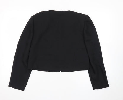 Karin Stevens Women Black Size 10 Petite Embroidered Cardigan