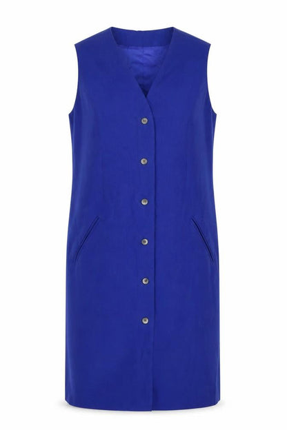 Hervé Benard Women Blue Wool Sleeveless Shift Dress Size 12