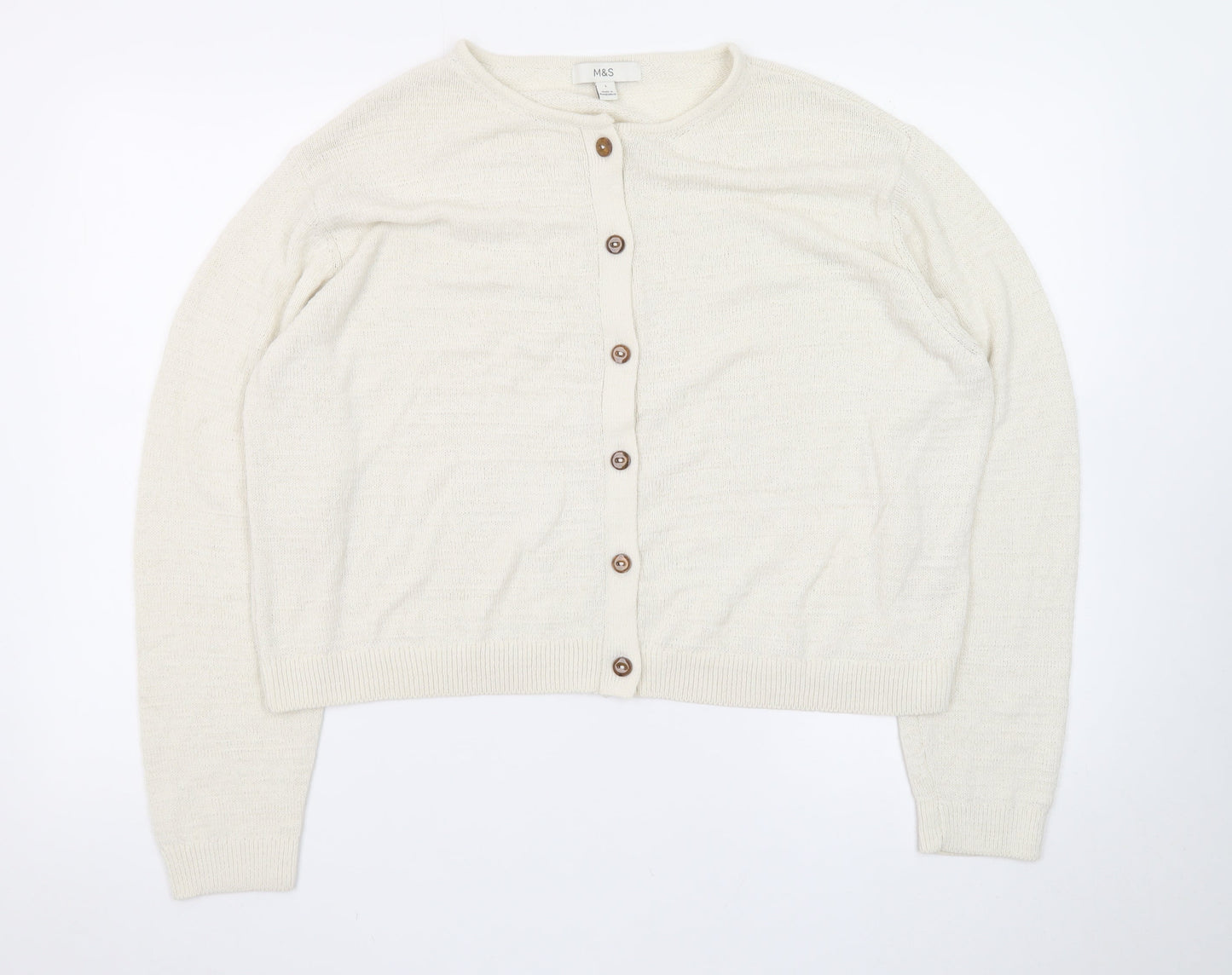 Marks and Spencer Women’s Ivory Wool Blend Button Cardigan Size L