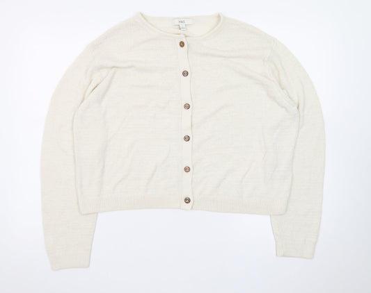 Marks and Spencer Women’s Ivory Wool Blend Button Cardigan Size L