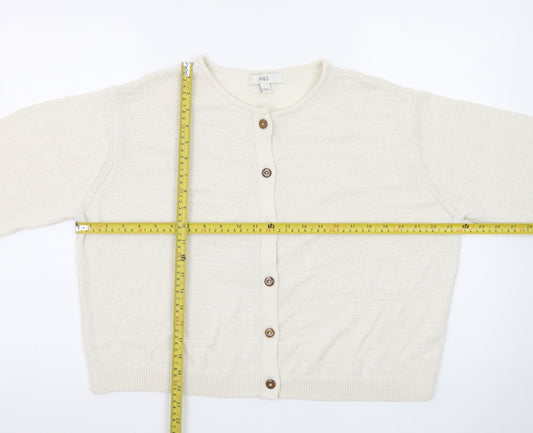 Marks and Spencer Women’s Ivory Wool Blend Button Cardigan Size L