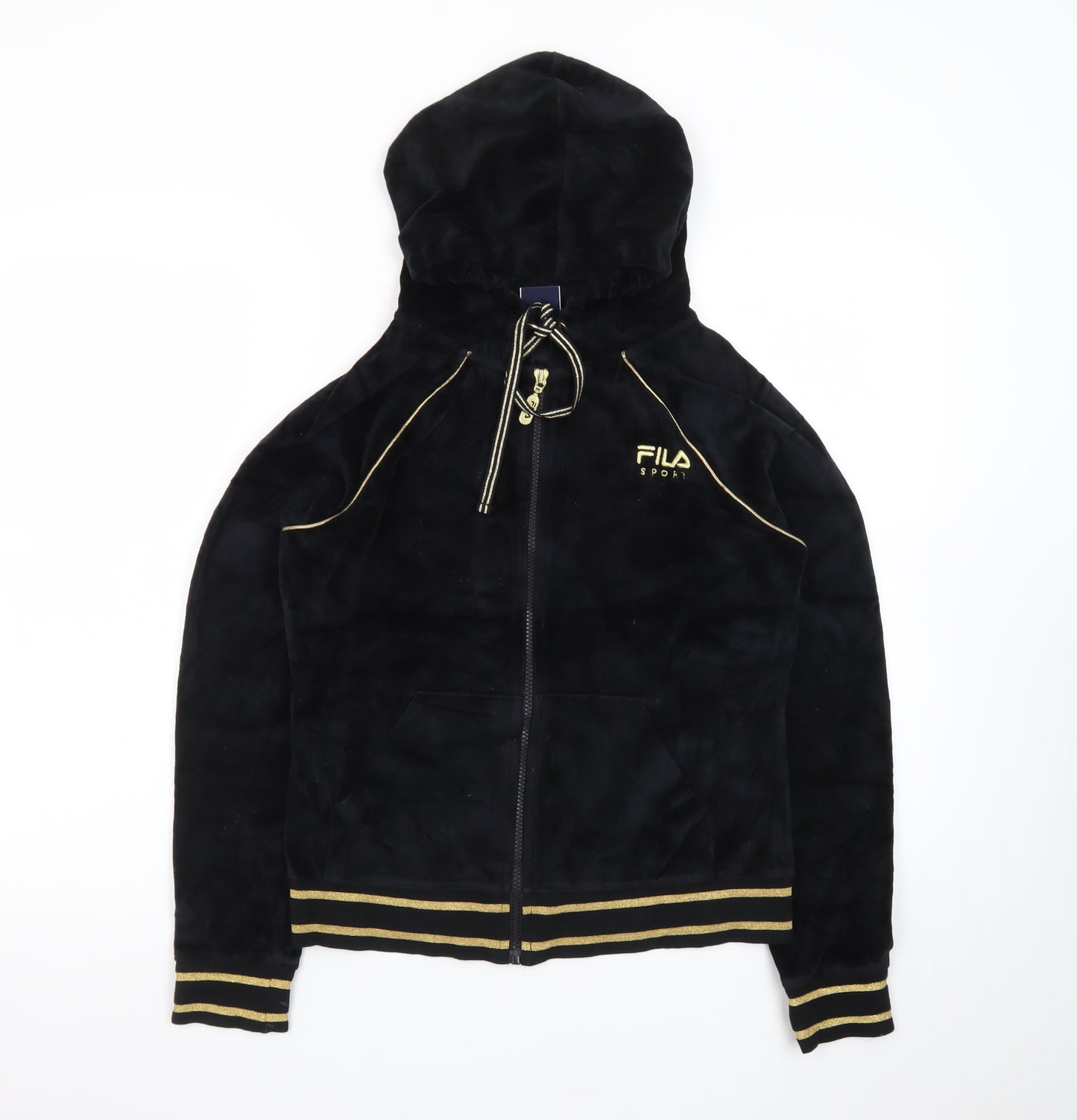 Fila Sport Women's Black Velour Full Zip Hoodie Medium