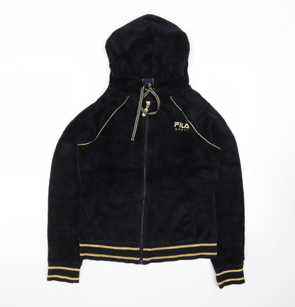 Fila Sport Women's Black Velour Full Zip Hoodie Medium