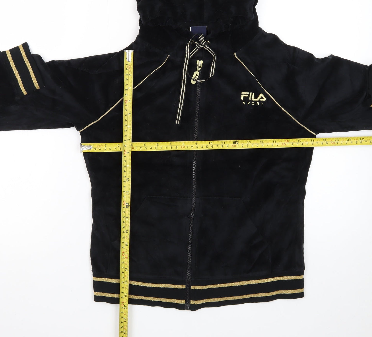 Fila Sport Women's Black Velour Full Zip Hoodie Medium