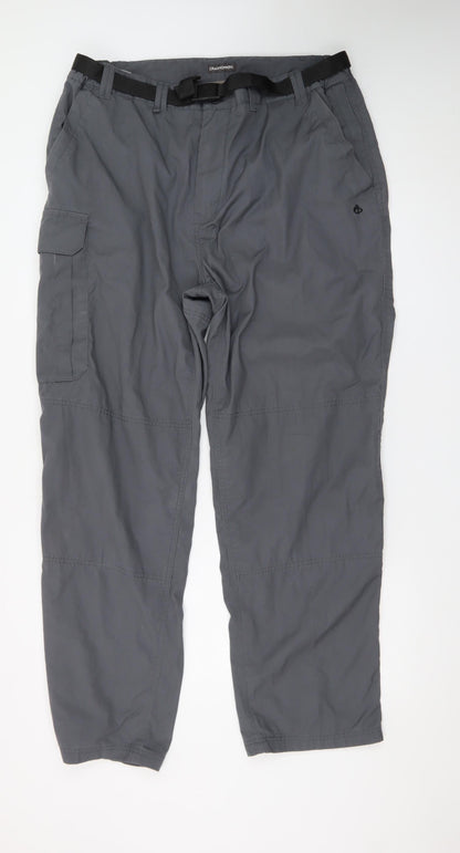 Craghoppers Men’s Grey Cargo Trousers 38in Belted Quick Dry Outdoor