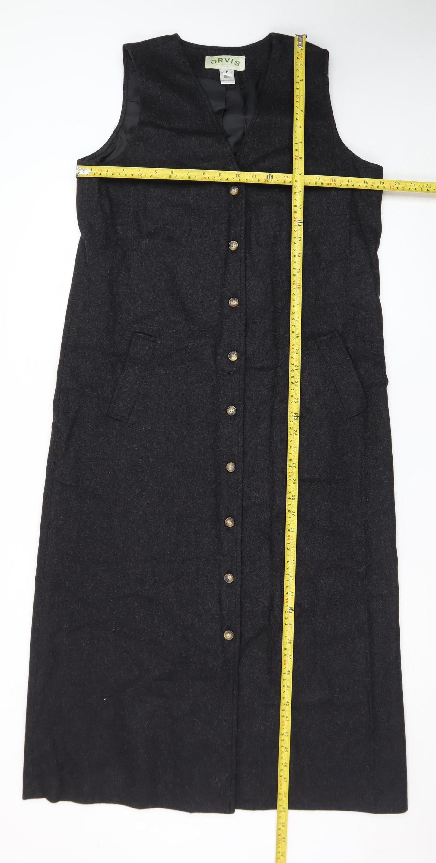 Orvis Women's Black Wool Shift Midi Dress Size 6 Sleeveless Lined