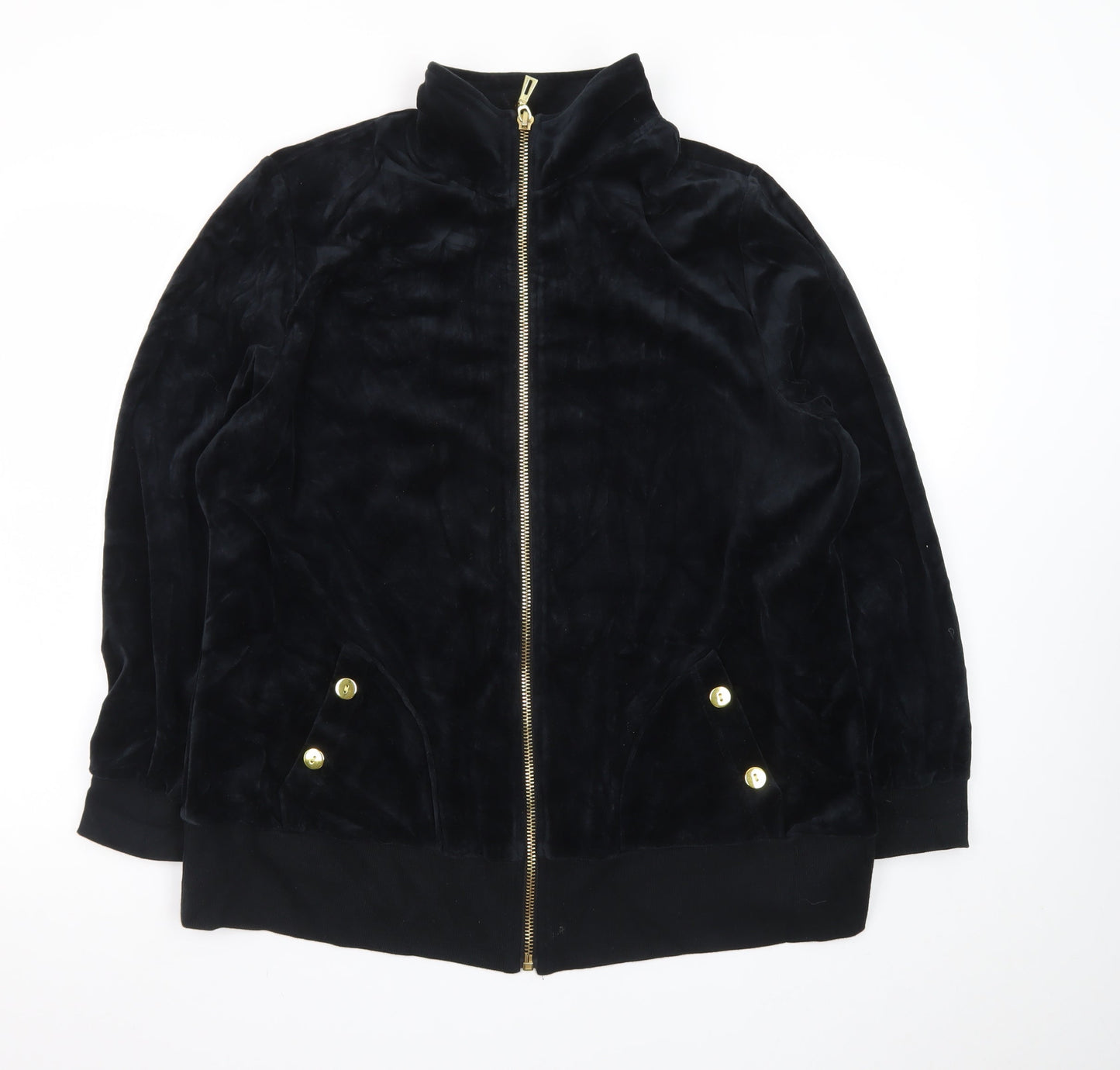 Brownstone Studio Women's Black Velour Bomber Jacket XL