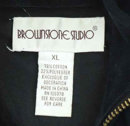 Brownstone Studio Women's Black Velour Bomber Jacket XL