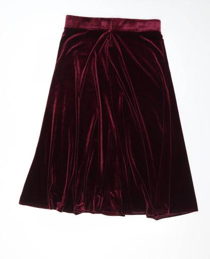 Marks and Spencer Women Red Velvet A-Line Midi Skirt Size 14