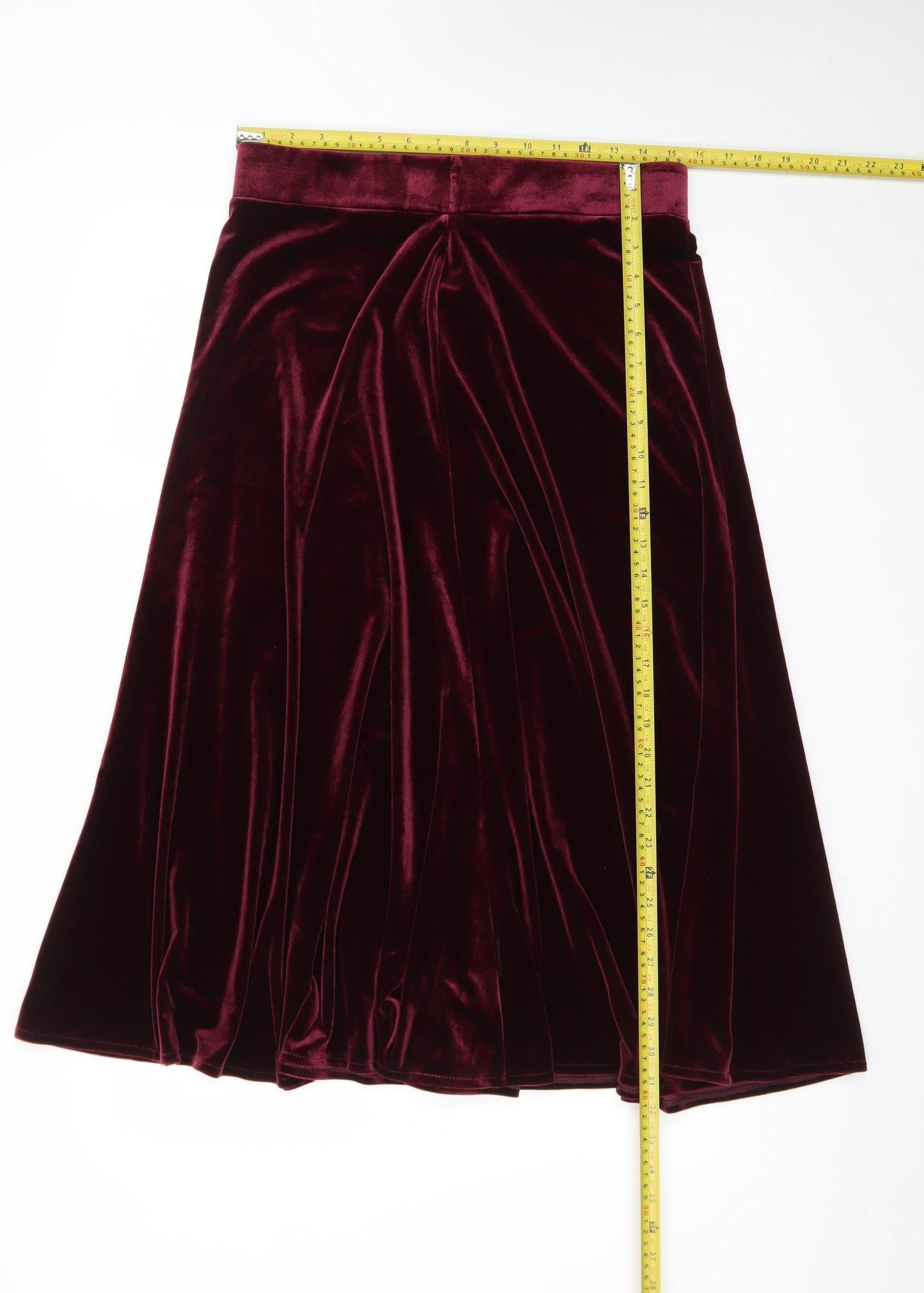 Marks and Spencer Women Red Velvet A-Line Midi Skirt Size 14