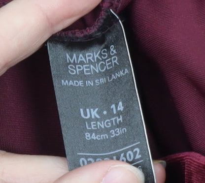 Marks and Spencer Women Red Velvet A-Line Midi Skirt Size 14
