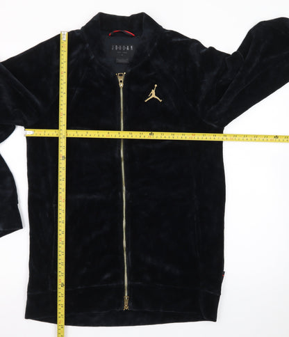 Jordan Men’s Black Velvet Bomber Jacket Size S Full Zip Logo