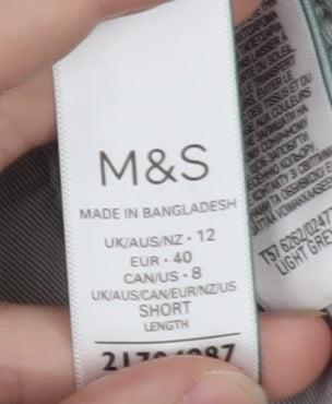 Marks and Spencer Women's Grey Cargo Trousers Size 12 Regular Lightweight Stretch