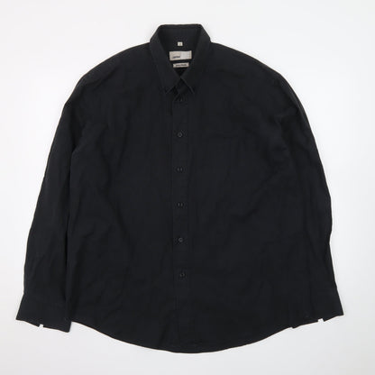 Zantos Men’s Black Oxford Weave Long Sleeve Button-Down Shirt Size 17
