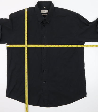 Zantos Men’s Black Oxford Weave Long Sleeve Button-Down Shirt Size 17