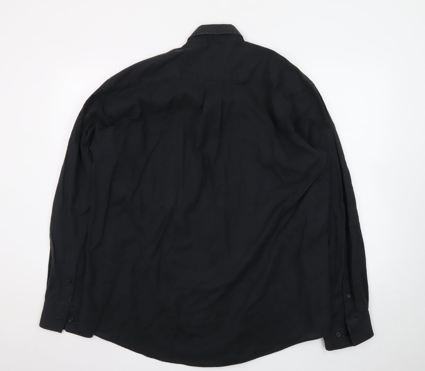 Zantos Men’s Black Oxford Weave Long Sleeve Button-Down Shirt Size 17