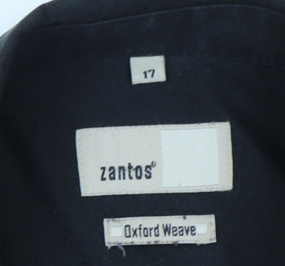 Zantos Men’s Black Oxford Weave Long Sleeve Button-Down Shirt Size 17