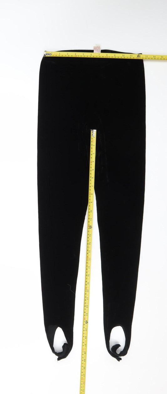Rixe des Arts Women Black Velvet Stirrup Leggings L