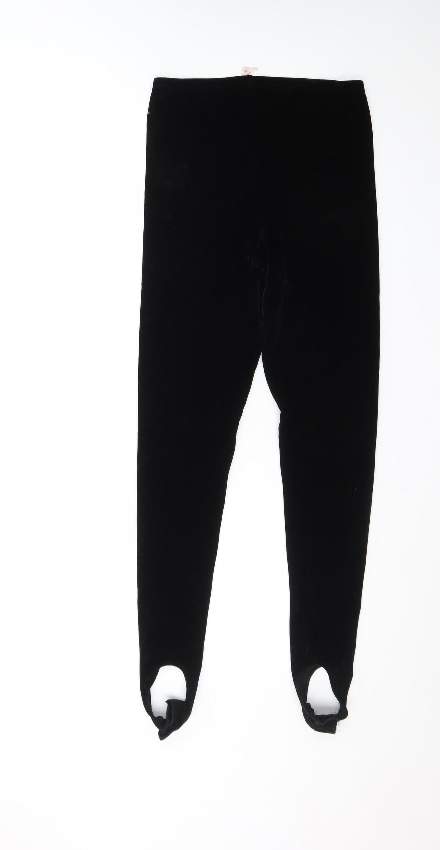 Rixe des Arts Women Black Velvet Stirrup Leggings L