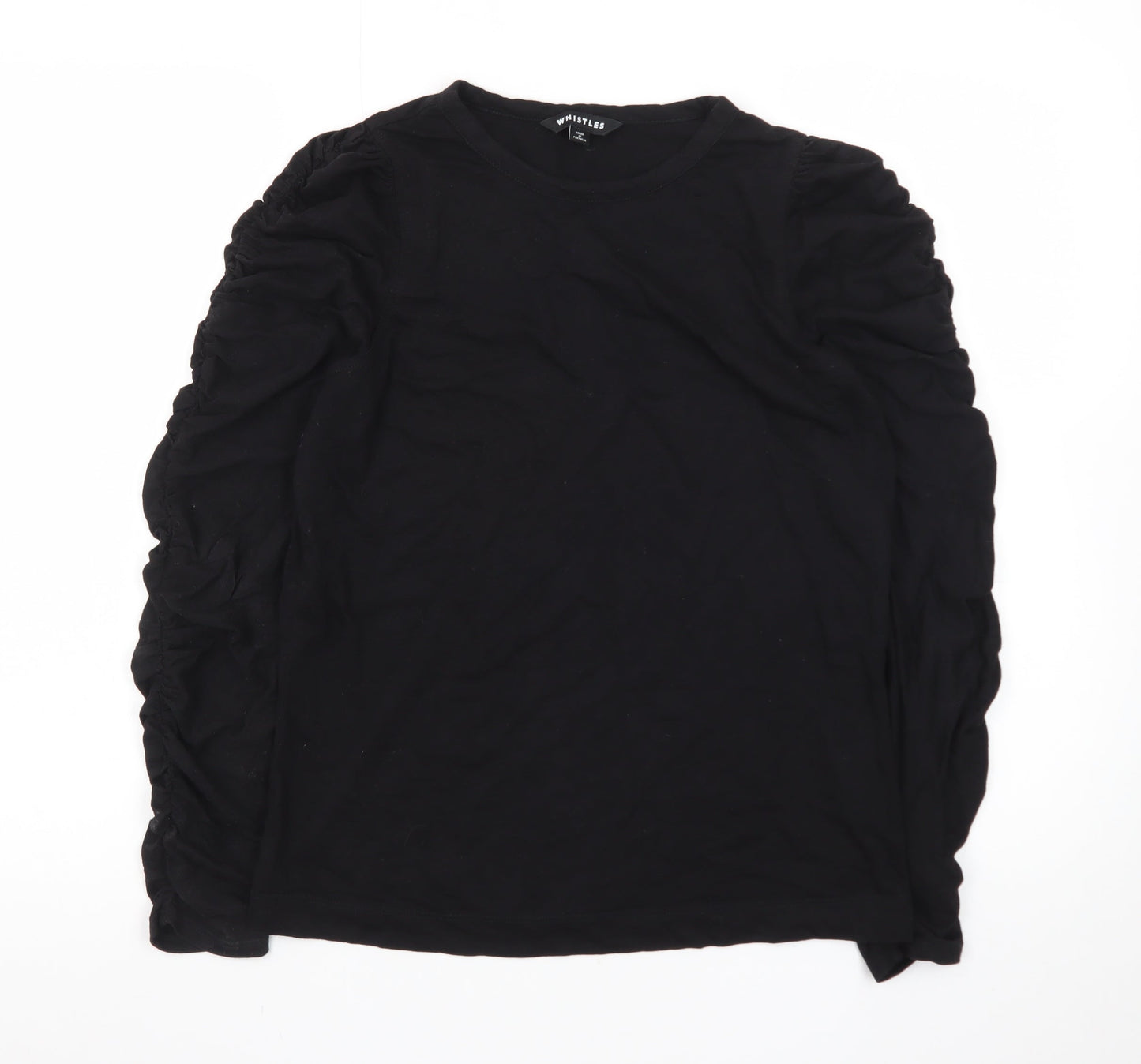 Whistles Women's Black Long Sleeve Cotton Modal T-Shirt UK 12