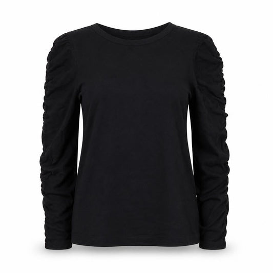 Whistles Women's Black Long Sleeve Cotton Modal T-Shirt UK 12
