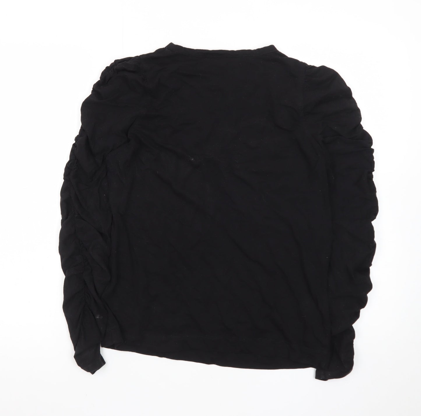 Whistles Women's Black Long Sleeve Cotton Modal T-Shirt UK 12