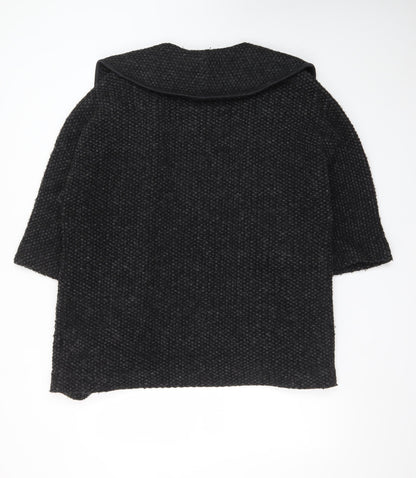 Paul Costelloe Women’s Black Wool Blend Chunky Knit Open Cardigan UK 12