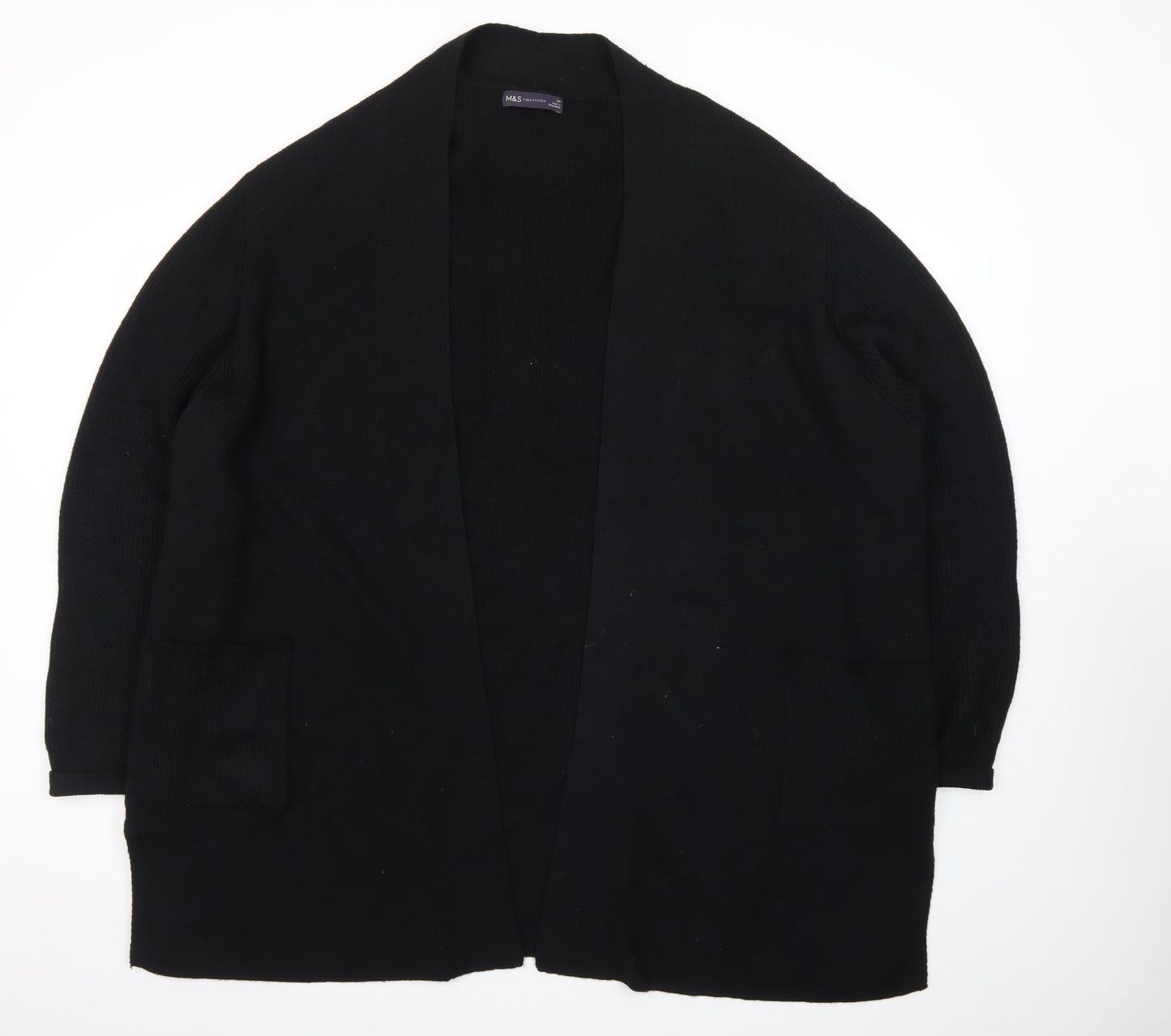 Marks and Spencer Women Black Longline Knit Cardigan Size 24