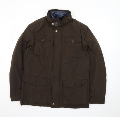 Massimo Dutti Men's Brown Mid-Length Parka Jacket Size M