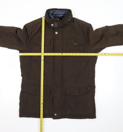 Massimo Dutti Men's Brown Mid-Length Parka Jacket Size M