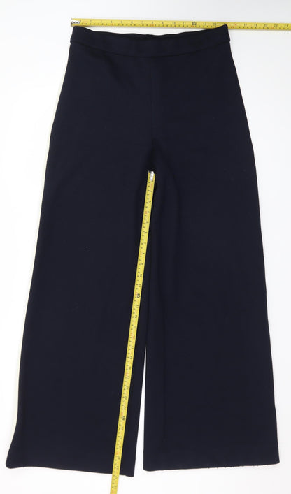 Marks and Spencer Women's Black Wide-Leg Stretch Trousers Size 12