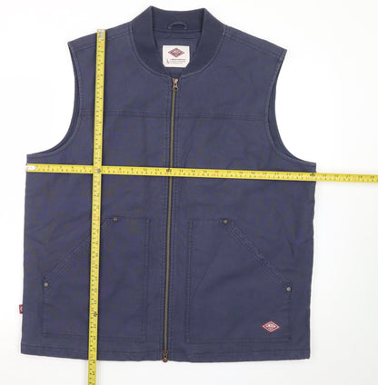 Union Works Men’s Blue Cotton Zip Waistcoat Bodywarmer L