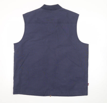 Union Works Men’s Blue Cotton Zip Waistcoat Bodywarmer L