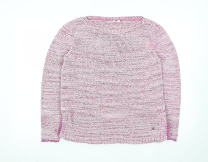 White Stuff Women's Pink Cotton Blend Crew Neck Jumper Size 12
