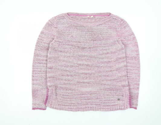 White Stuff Women's Pink Cotton Blend Crew Neck Jumper Size 12