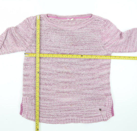 White Stuff Women's Pink Cotton Blend Crew Neck Jumper Size 12