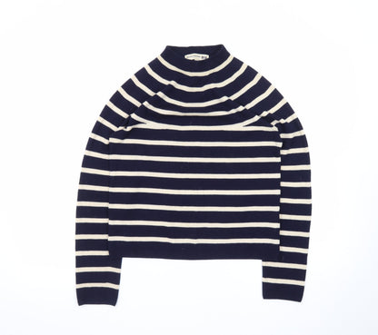 Ines De La Fressange x Uniqlo Women’s Blue Striped Wool Mock Neck Jumper Size S