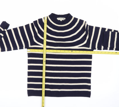 Ines De La Fressange x Uniqlo Women’s Blue Striped Wool Mock Neck Jumper Size S