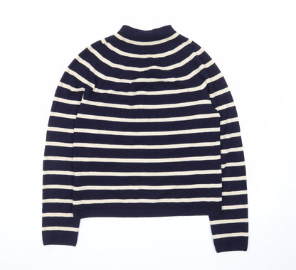 Ines De La Fressange x Uniqlo Women’s Blue Striped Wool Mock Neck Jumper Size S