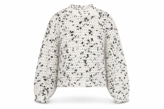 Mango Women’s White Speckled Chunky Knit High Neck Jumper XS