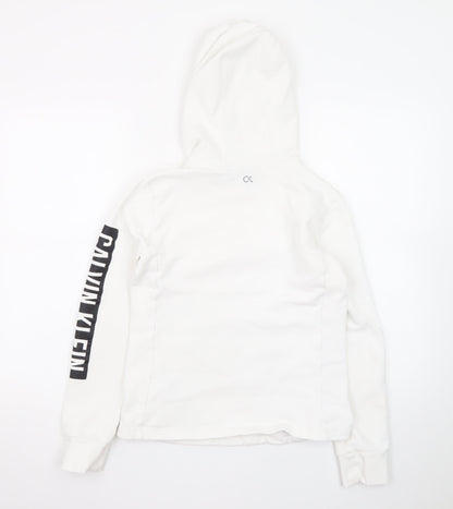 Calvin Klein Men’s White 1/2 Zip Hoodie Size S Performance Cotton Blend
