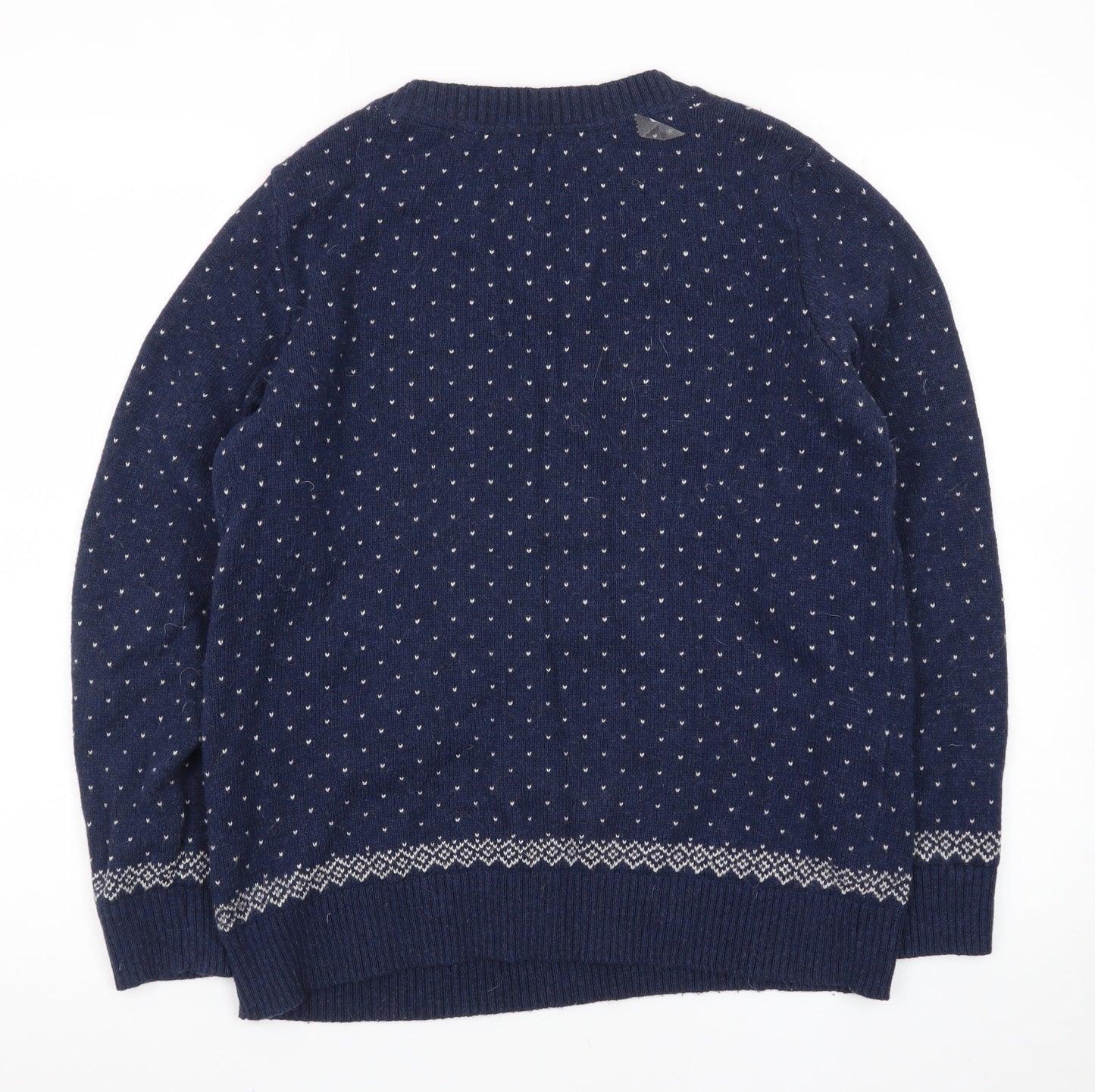 Fat Face Women’s Blue Christmas Robin Wool Cotton Jumper Size 10