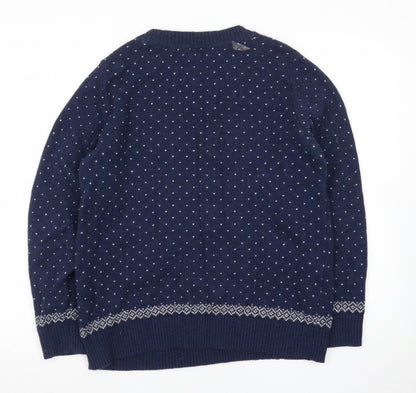 Fat Face Women’s Blue Christmas Robin Wool Cotton Jumper Size 10