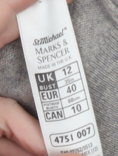 Marks and Spencer Women Grey 100% Cashmere Short Sleeve Jumper Size 12