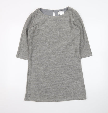 La Redoute Women Grey Size 12 Shift Dress 3/4 Sleeve Knit