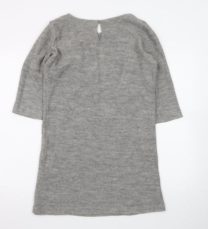 La Redoute Women Grey Size 12 Shift Dress 3/4 Sleeve Knit