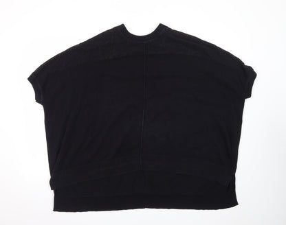 AllSaints Women’s Black Knit T-Shirt Size M Relaxed Fit Cotton Blend