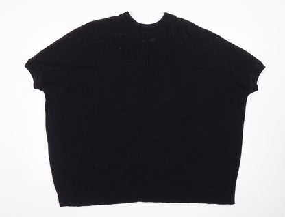 AllSaints Women’s Black Knit T-Shirt Size M Relaxed Fit Cotton Blend