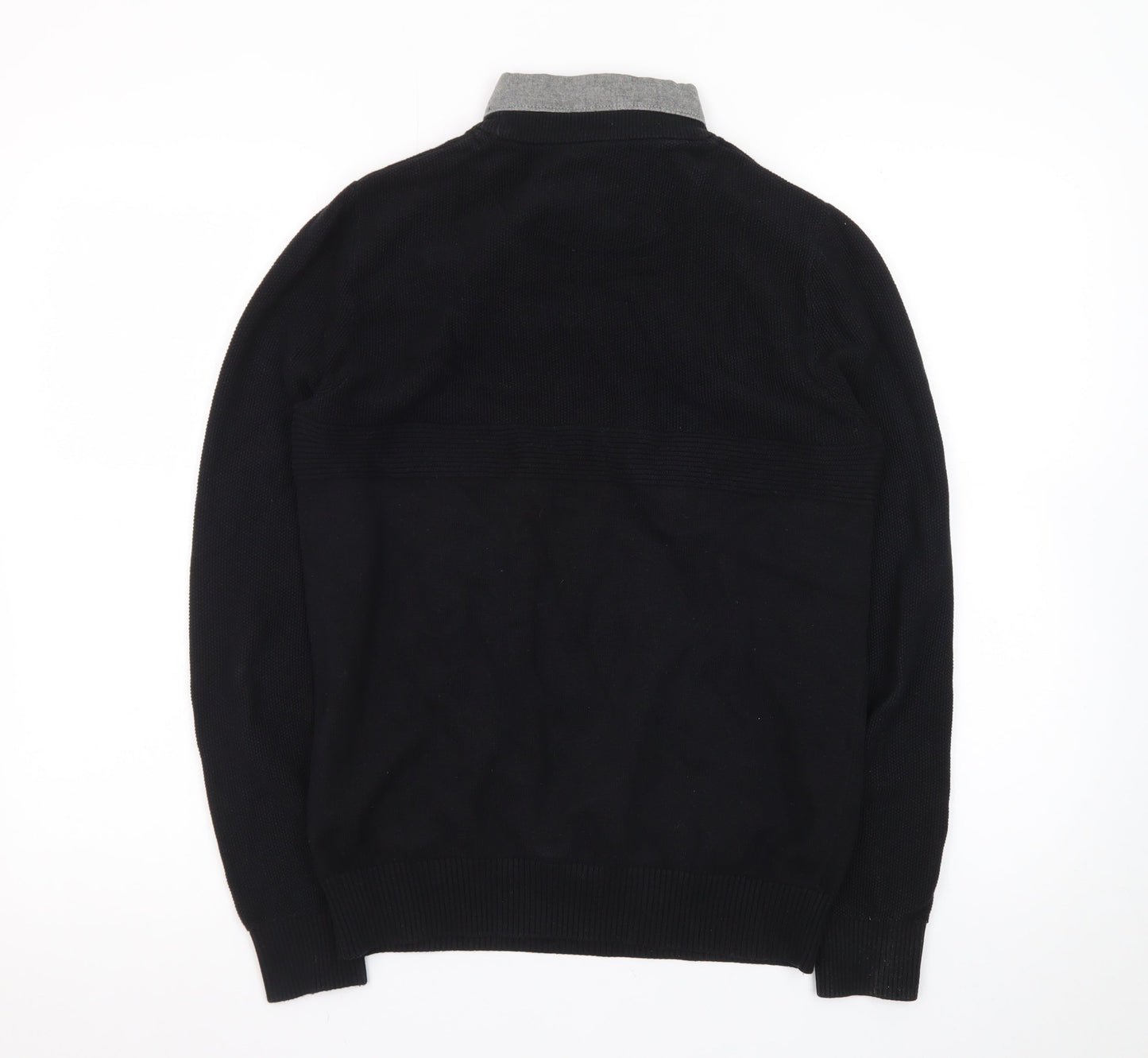 Next Men's Black Cotton Crew Neck Pullover Jumper Size S