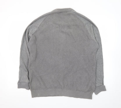 Brave Soul Men Grey Crew Neck Pullover Jumper Size S Cotton Knit